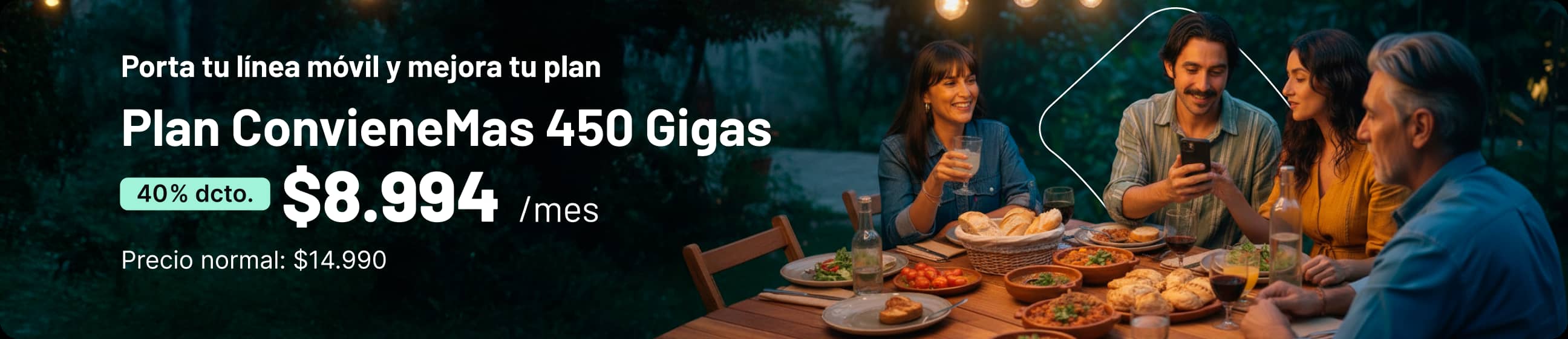 Porta tu línea y mejora tu plan Plan ConvieneMas 450 Gigas