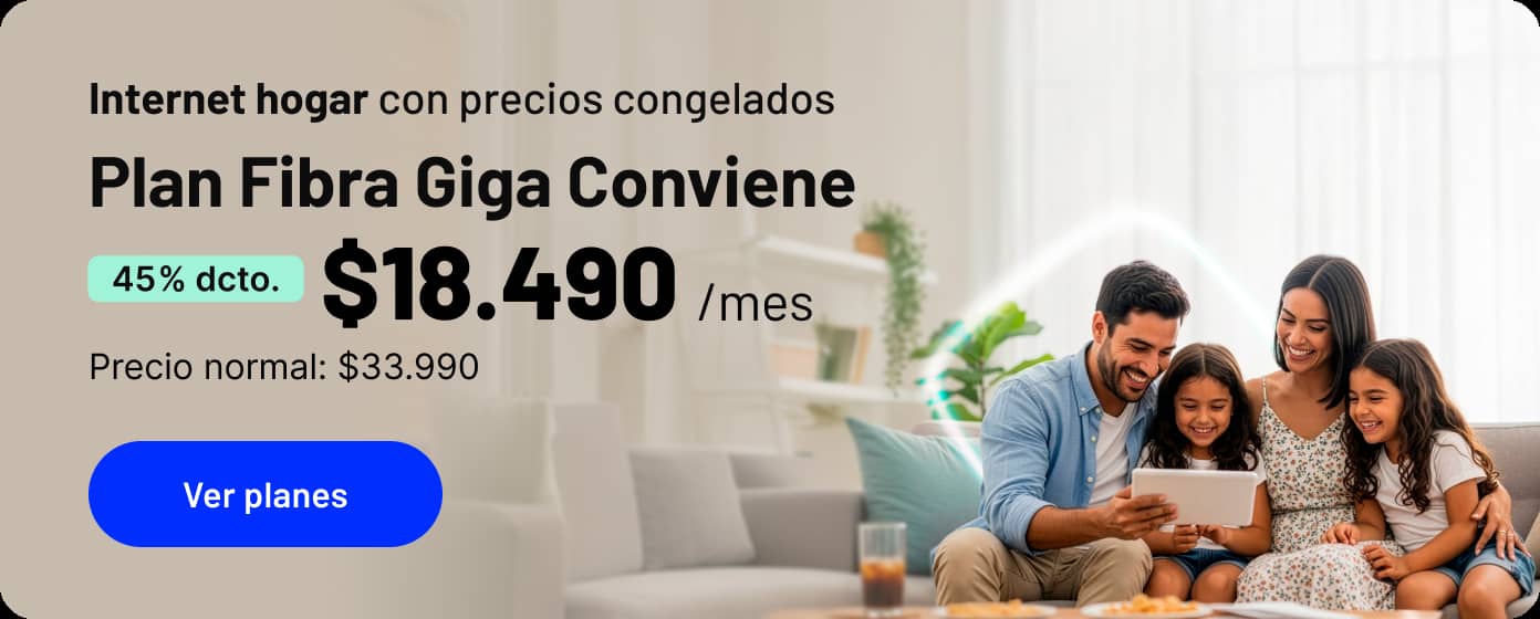 Internet hogar con precios congelados Fibra Giga Conviene