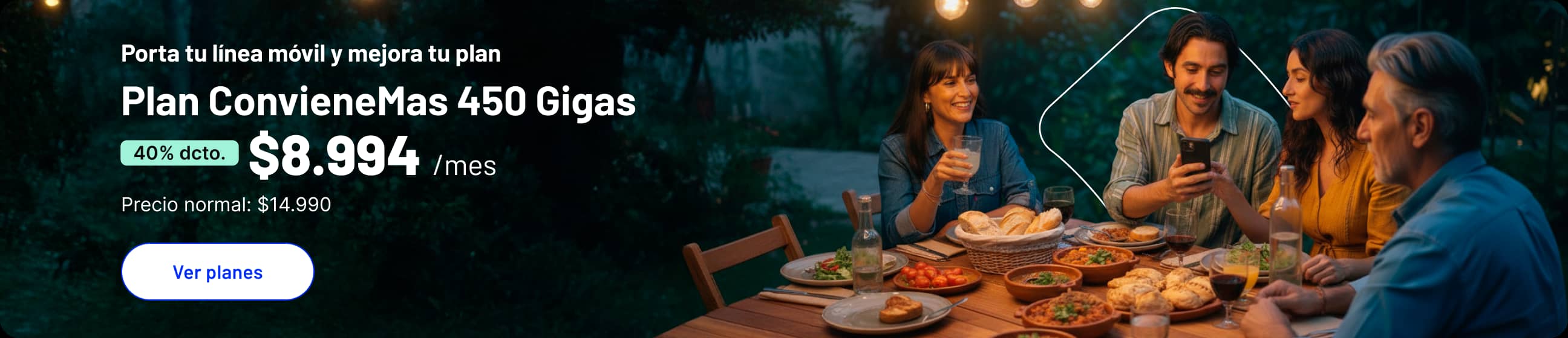 Porta tu línea y mejora tu plan Plan ConvieneMas 450 Gigas